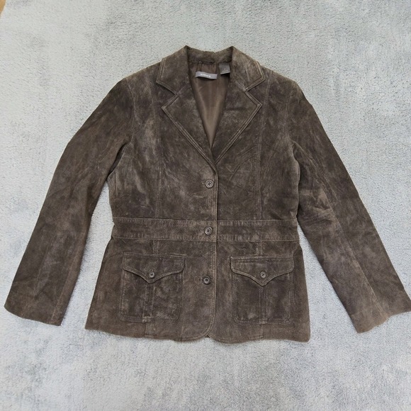 Liz Claiborne Jackets & Blazers - Liz Claiborne Genuine Suede Leather Blazer Jacket Brown Size Medium Y2K